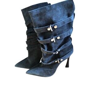 Schutz Nyle Cow Suede Bootie In Black Size 8